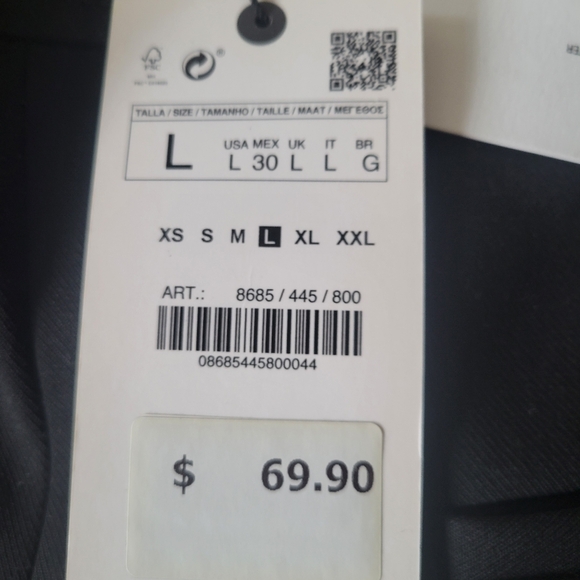 NWT Zara slight stretch flared black trousers pants with hidden side zipper - Picture 6 of 9